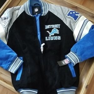 NFL Men's Suede Detroit Lions Colorblock Coat NWT…